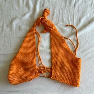 Beginning boutique “Aziel” orange knit halter top